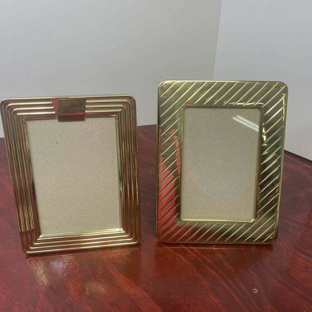 Set Of 2 Vintage Solid Brass Picture Frames – 5x7”